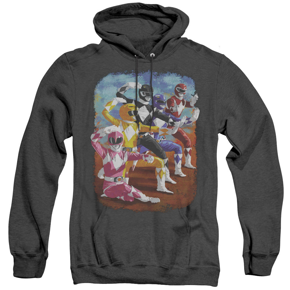 Power Rangers Impressionist Rangers Heather Mens Hoodie Black Officially Licensed