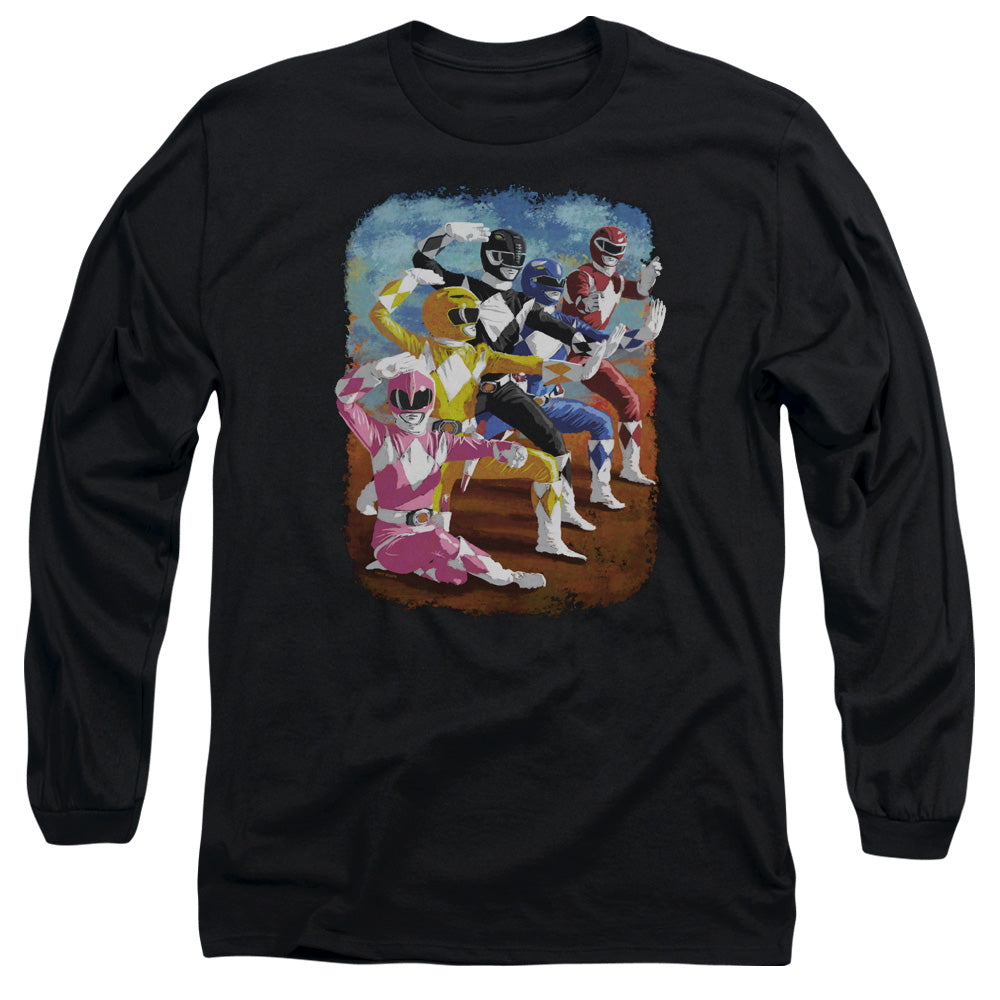 Power Rangers Impressionist Rangers Mens Long Sleeve Shirt Black Officially Licensed