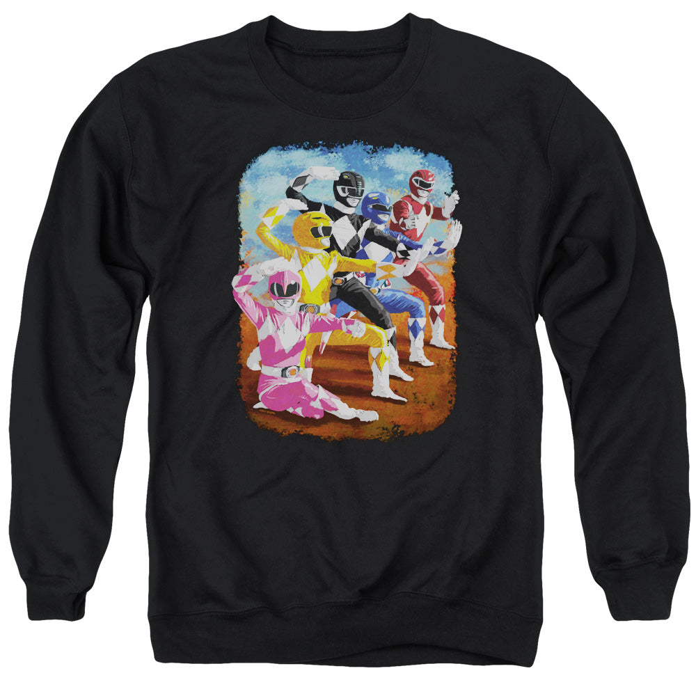 Power Rangers Impressionist Rangers Mens Crewneck Sweatshirt Black Officially Licensed