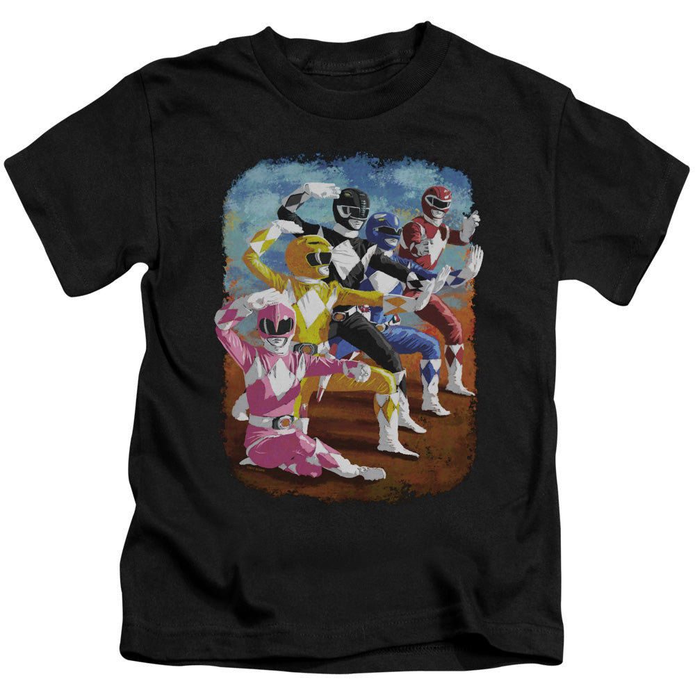 Power Rangers Impressionist Rangers Juvenile Kids Youth T Shirt Black Officially Licensed