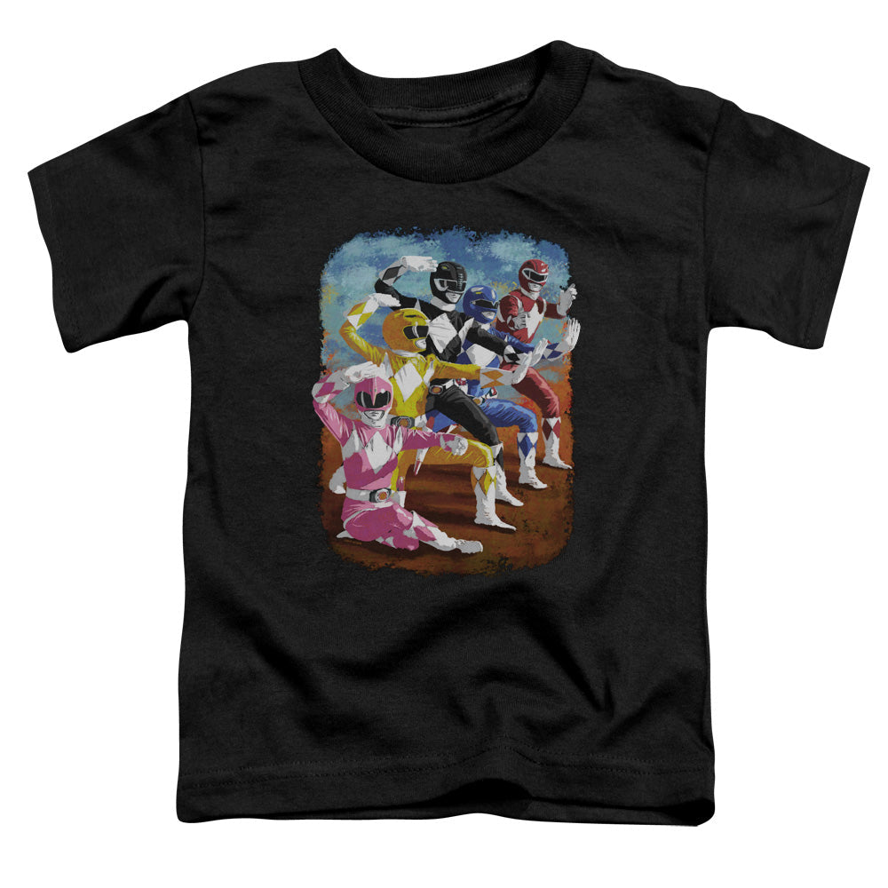 Power Rangers Impressionist Rangers Toddler Kids Youth T Shirt Black Officially Licensed