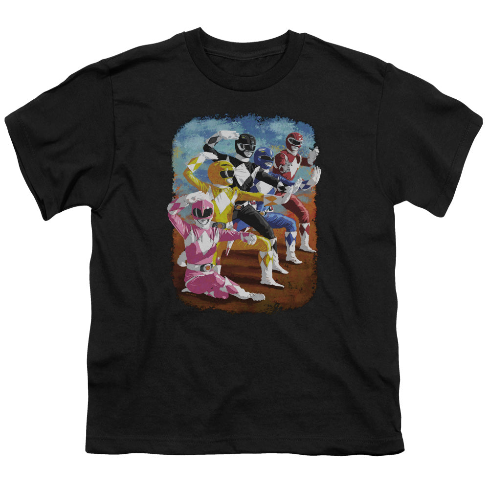 Power Rangers Impressionist Rangers Kids Youth T Shirt Black Officially Licensed