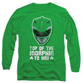 Power Rangers Top Of The Morphin To You Mens Long Sleeve Shirt Kelly Green Officially Licensed