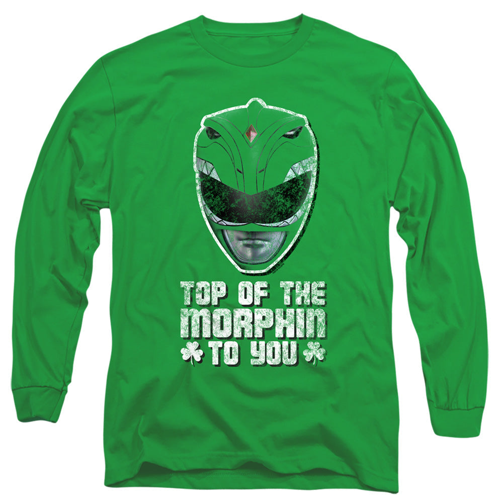 Power Rangers Top Of The Morphin To You Mens Long Sleeve Shirt Kelly Green Officially Licensed