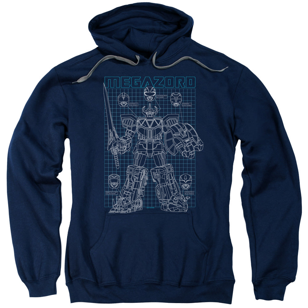 Power Rangers Mega Plans Mens Hoodie Navy Blue Officially Licensed