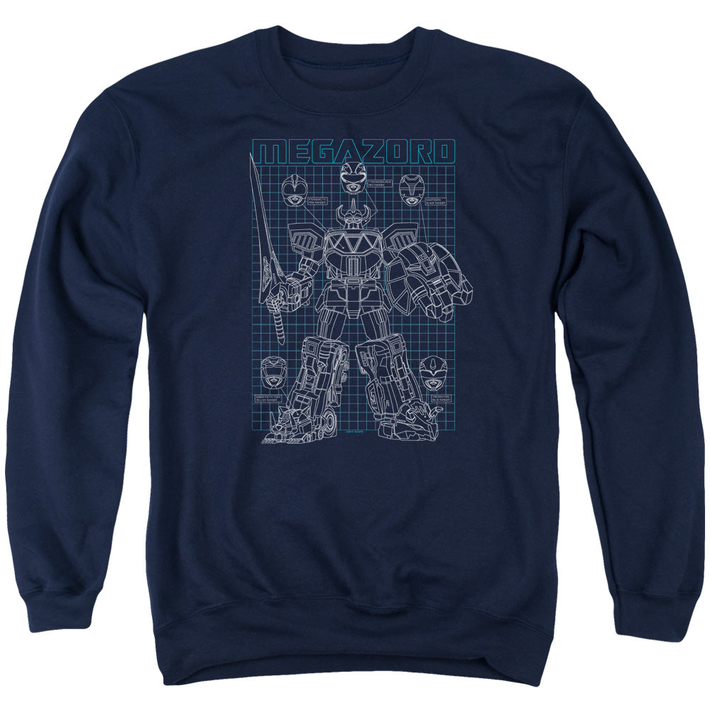 Power Rangers Mega Plans Mens Crewneck Sweatshirt Navy Blue Officially Licensed