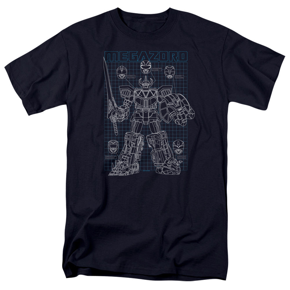Power Rangers Mega Plans Mens T Shirt Navy Blue Officially Licensed