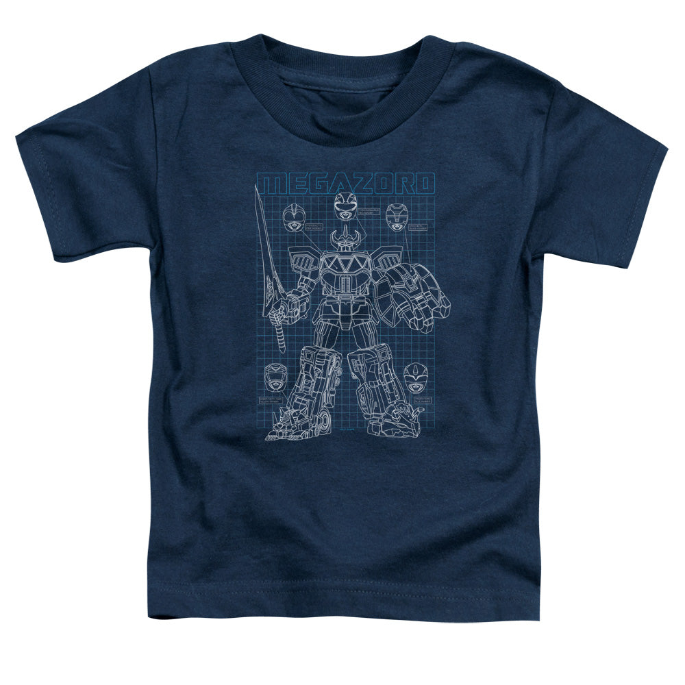Power Rangers Mega Plans Toddler Kids Youth T Shirt Navy Blue Officially Licensed