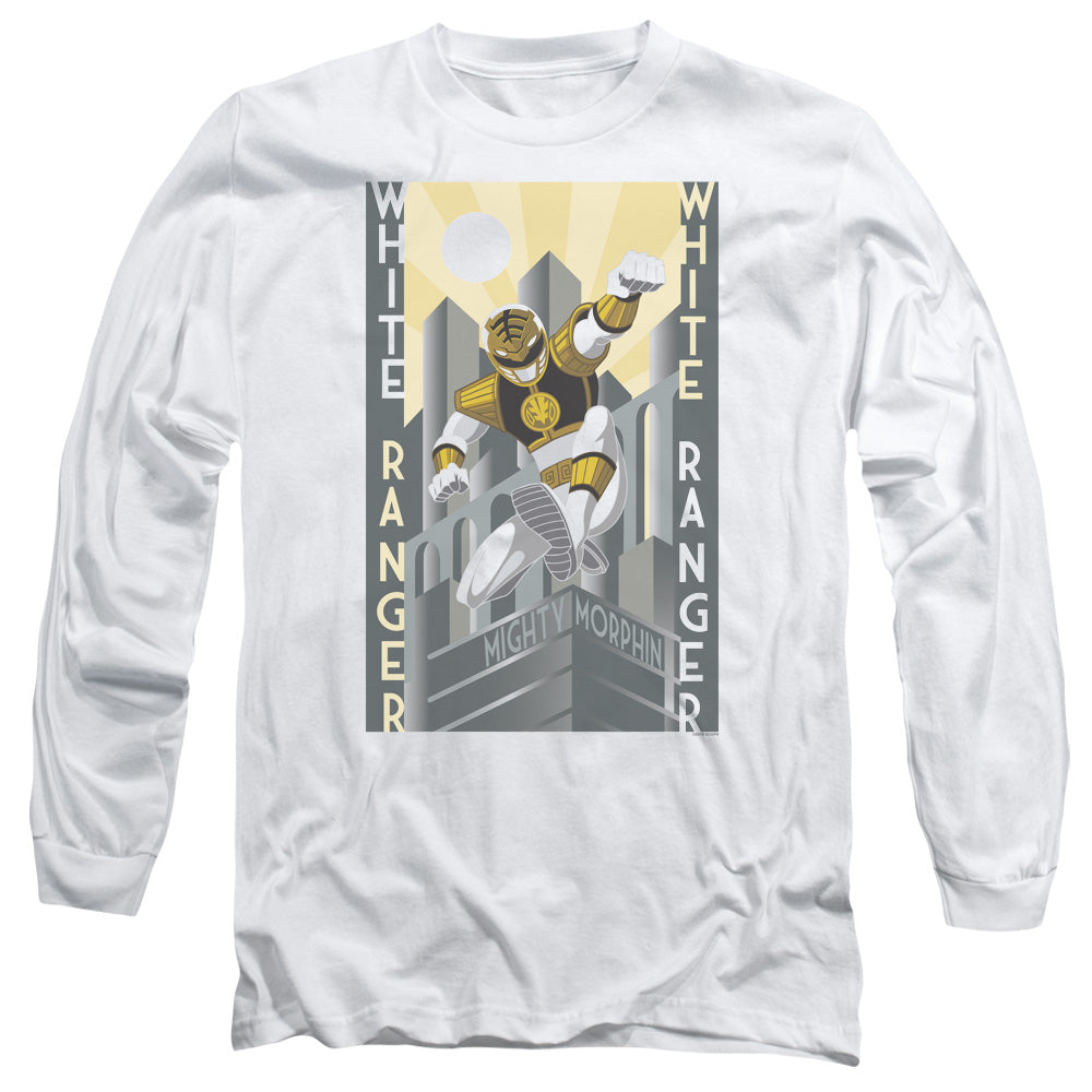 Power Rangers White Ranger Duo Mens Long Sleeve Shirt White Officially Licensed