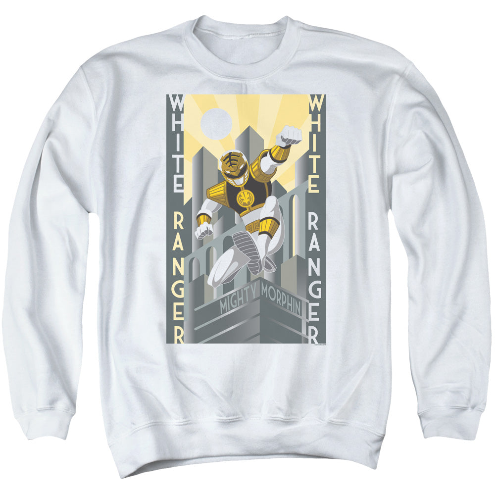Power Rangers White Ranger Duo Mens Crewneck Sweatshirt White Officially Licensed