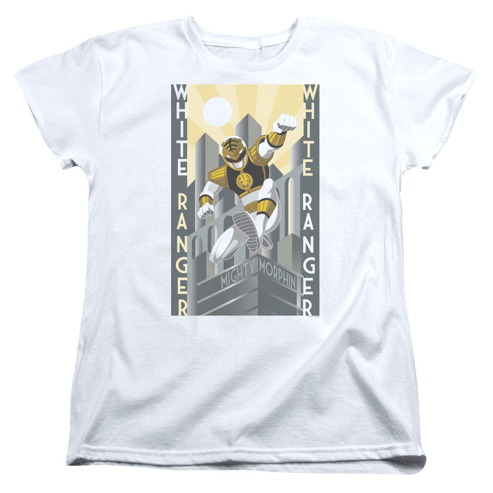 Power Rangers White Ranger Duo Womens T Shirt White Officially Licensed
