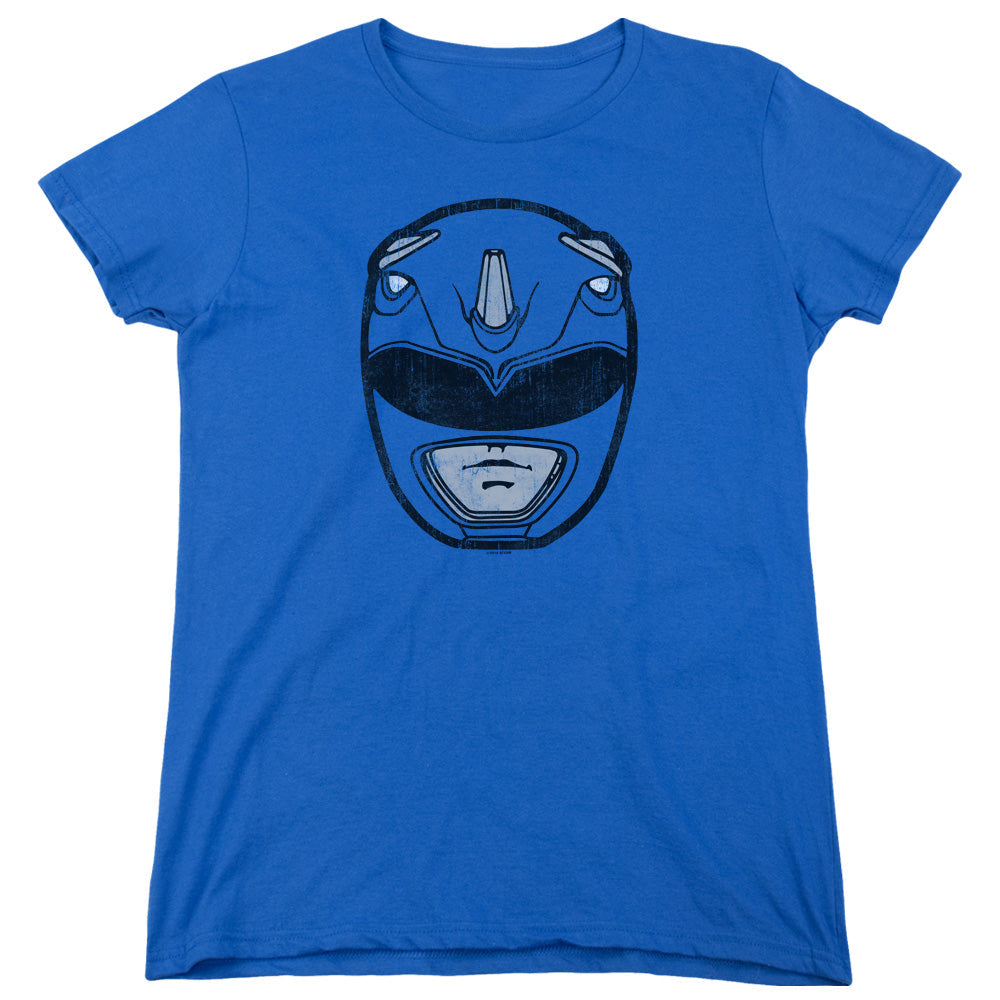 Power Rangers Blue Ranger Mask Womens T Shirt Royal Blue Officially Licensed