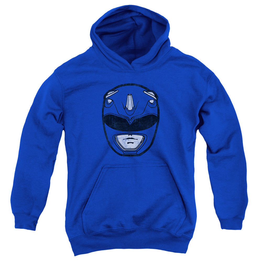 Power Rangers Blue Ranger Mask Kids Youth Hoodie Royal Blue Officially Licensed