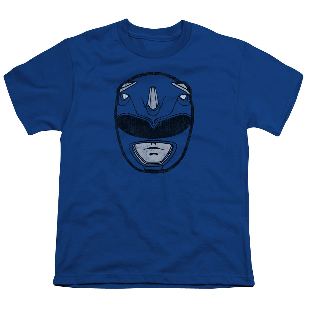 Power Rangers Blue Ranger Mask Kids Youth T Shirt Royal Blue Officially Licensed