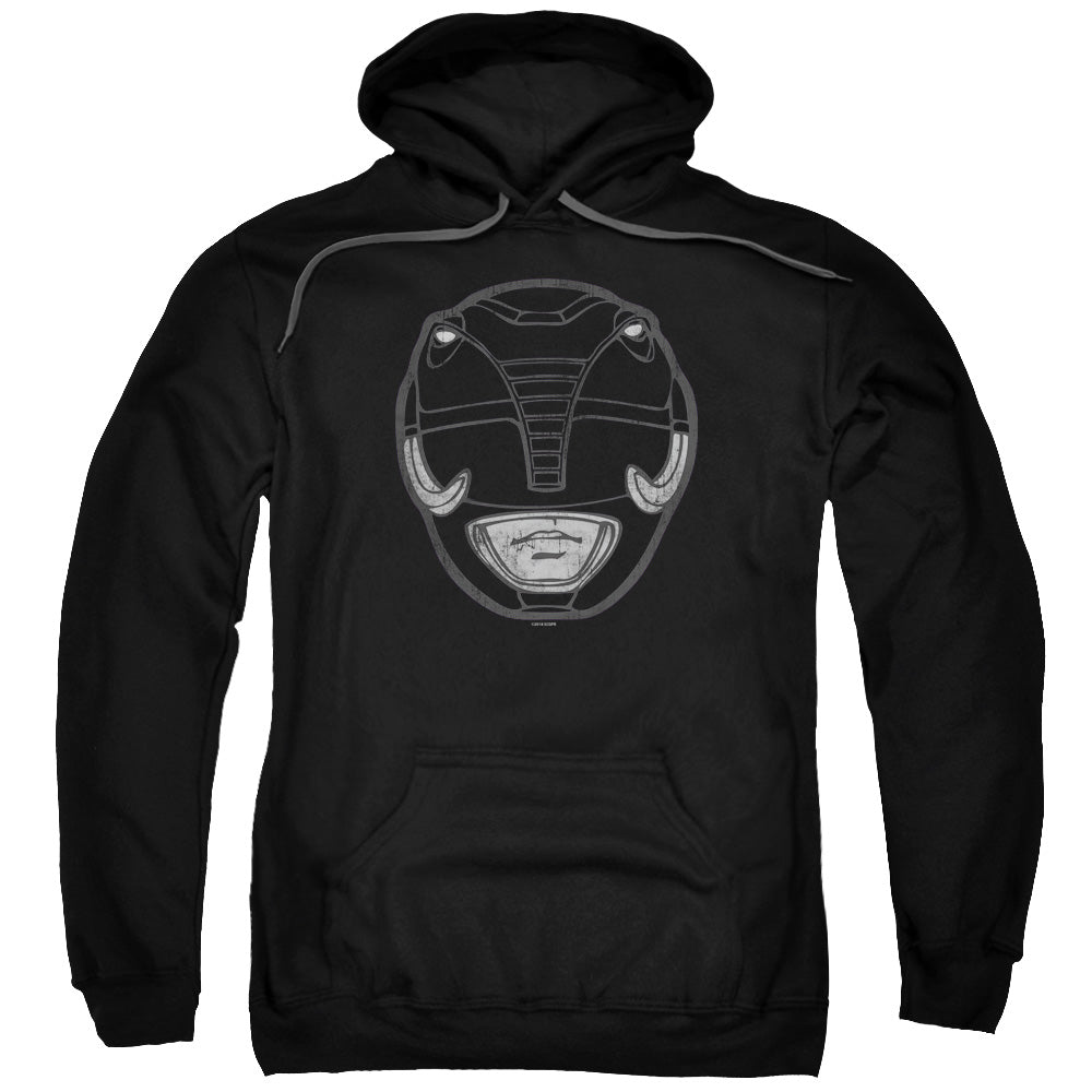 Power Rangers Black Ranger Mask Mens Hoodie Black Officially Licensed