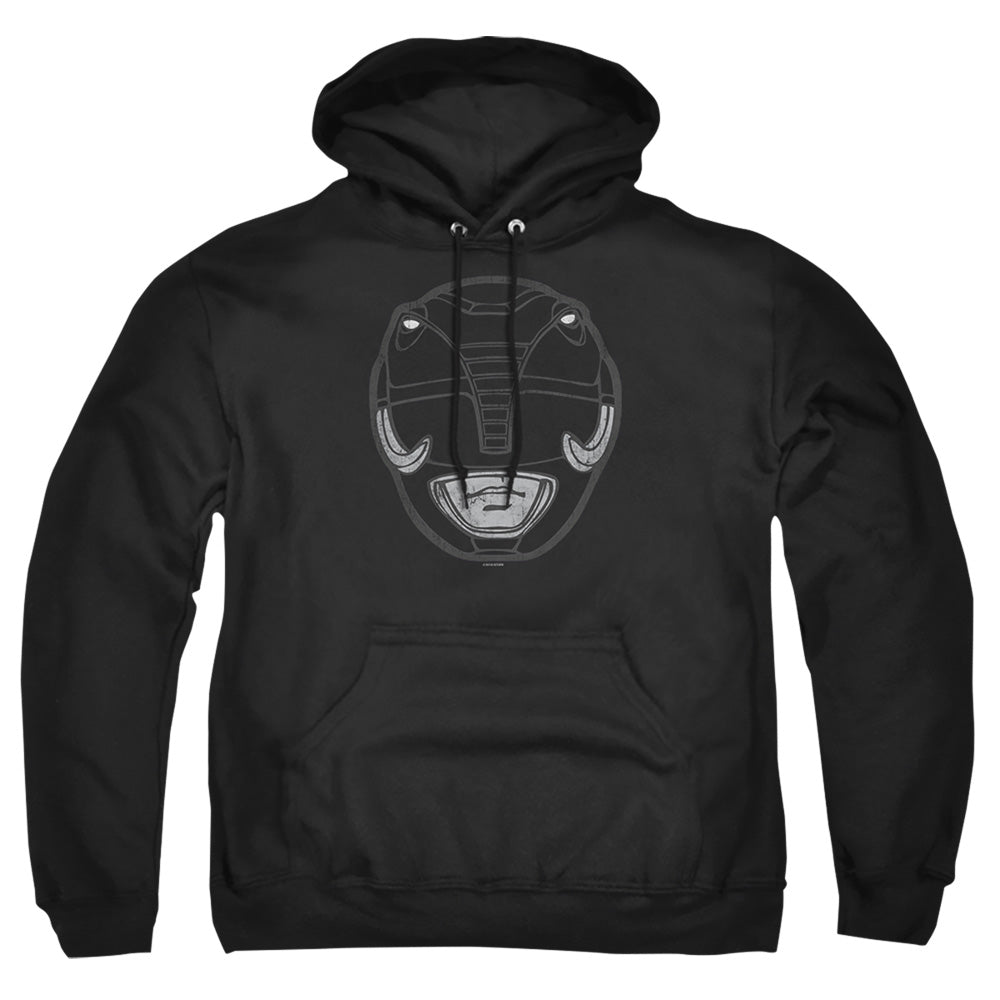 Power Rangers Black Ranger Mask Mens Hoodie Black Officially Licensed
