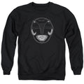 Power Rangers Black Ranger Mask Mens Crewneck Sweatshirt Black Officially Licensed