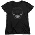Power Rangers Black Ranger Mask Womens T Shirt Black Officially Licensed