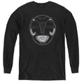 Power Rangers Black Ranger Mask Long Sleeve Kids Youth T Shirt Black Officially Licensed