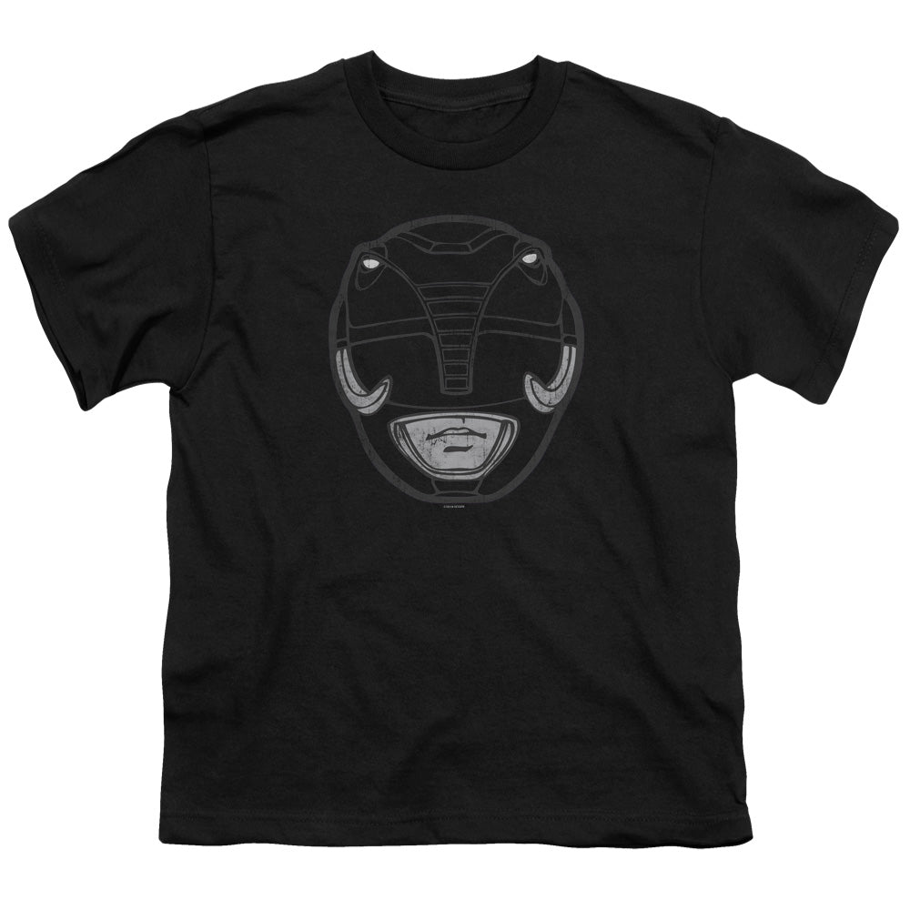 Power Rangers Black Ranger Mask Kids Youth T Shirt Black Officially Licensed