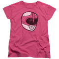 Power Rangers Pink Ranger Mask Womens T Shirt Hot Pink Officially Licensed