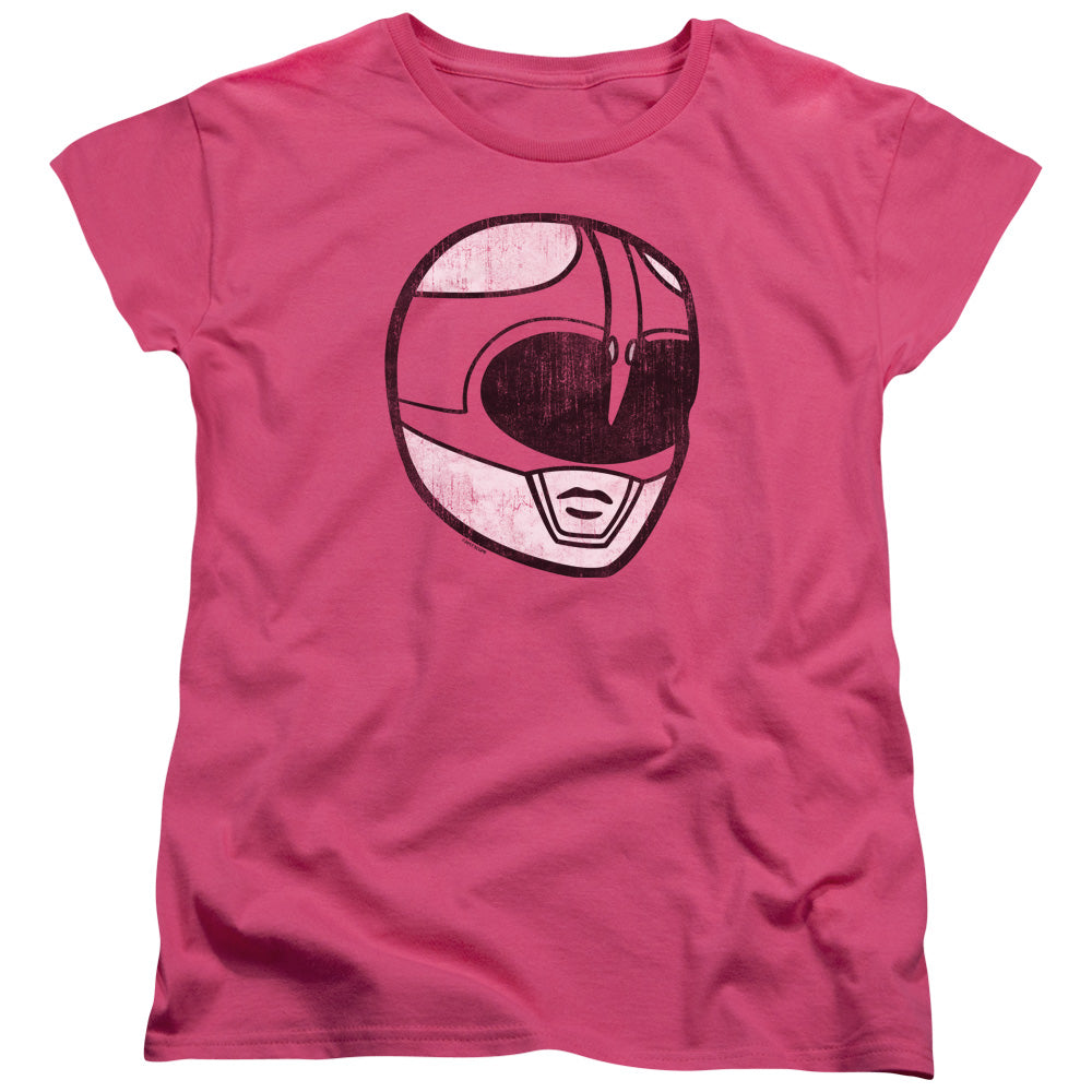 Power Rangers Pink Ranger Mask Womens T Shirt Hot Pink Officially Licensed