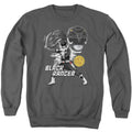Power Rangers Black Ranger Mens Crewneck Sweatshirt Charcoal Officially Licensed