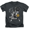 Power Rangers Black Ranger Juvenile Kids Youth T Shirt Charcoal Officially Licensed