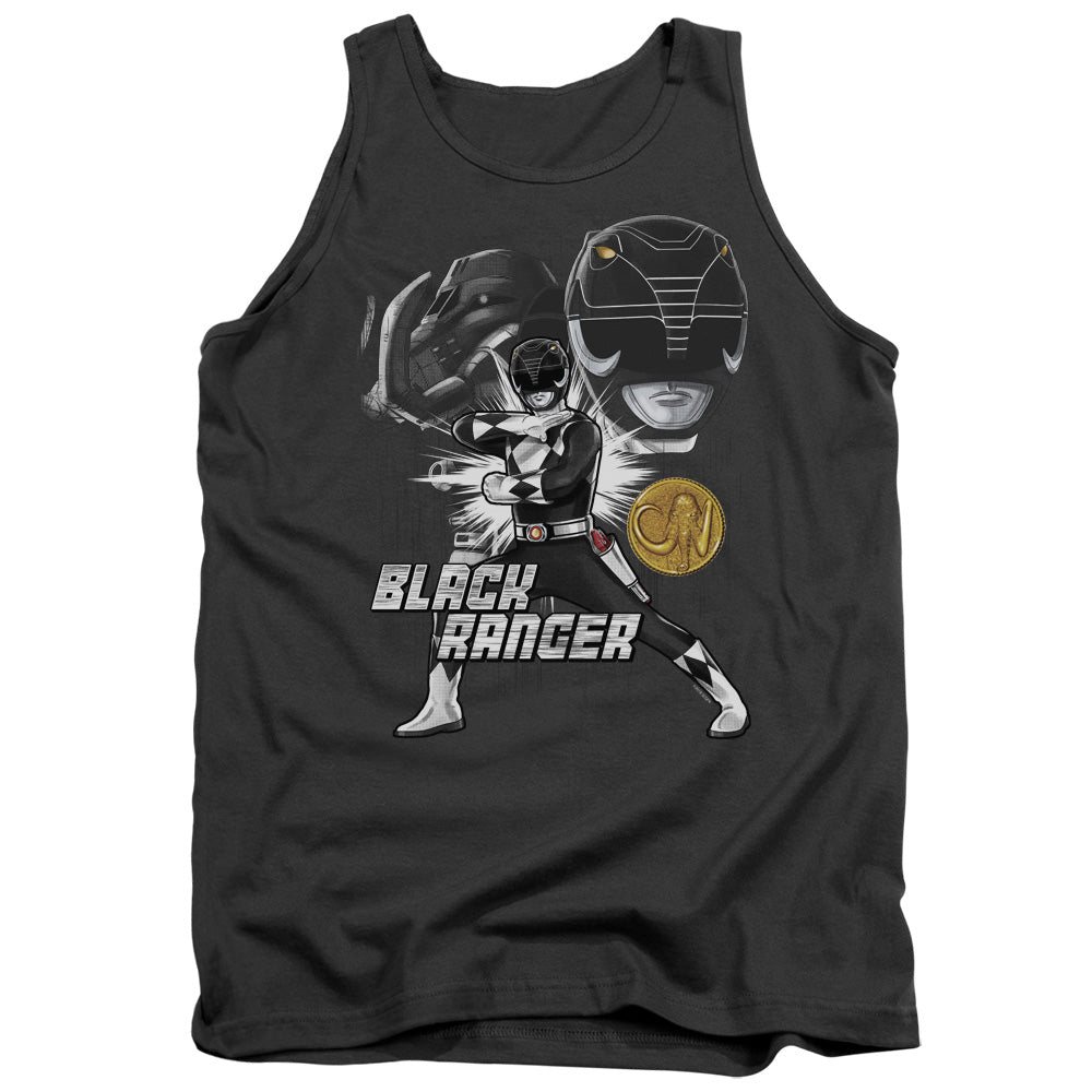 Power Rangers Black Ranger Mens Tank Top Shirt Charcoal Officially Licensed