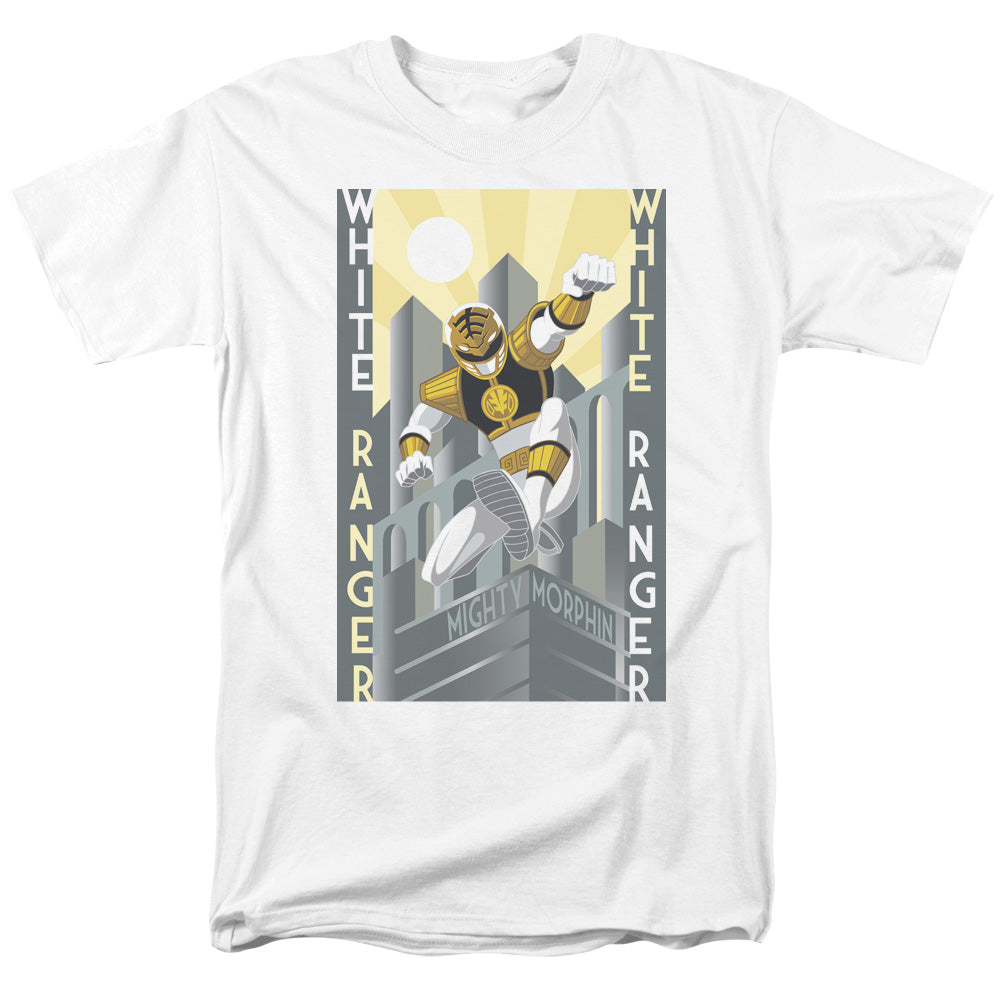 Power Rangers White Ranger Deco Mens T Shirt White Officially Licensed