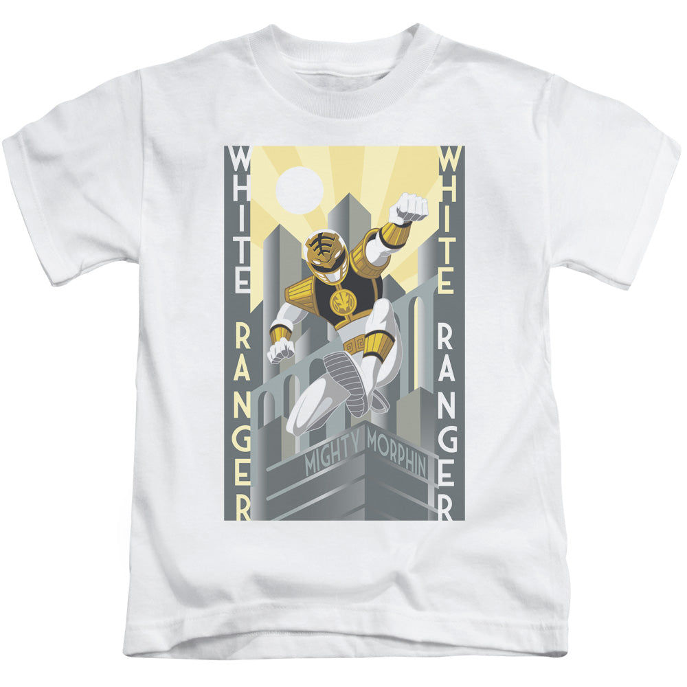 Power Rangers White Ranger Deco Juvenile Kids Youth T Shirt White Officially Licensed