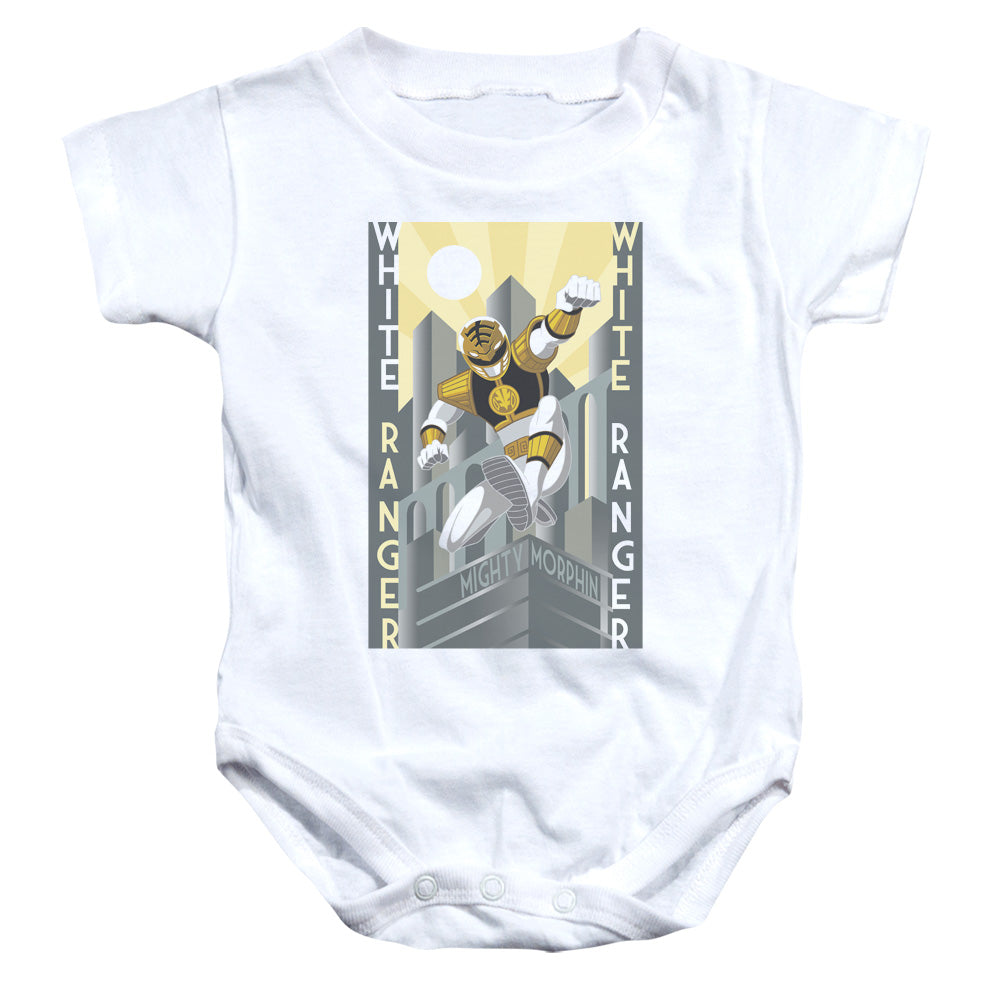 Power Rangers White Ranger Deco Infant Baby Snapsuit White Officially Licensed