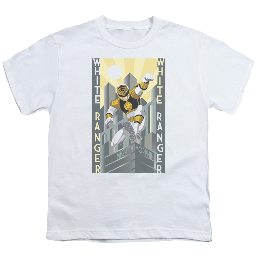 Power Rangers White Ranger Deco Kids Youth T Shirt White Officially Licensed