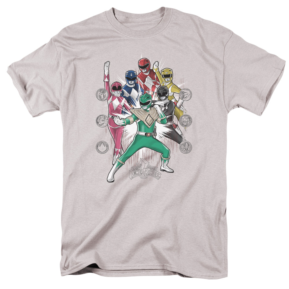 Power Rangers Ranger Manga Mens T Shirt Silver Officially Licensed