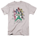 Power Rangers Ranger Manga Mens T Shirt Silver Officially Licensed