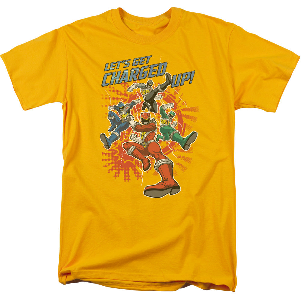Power Rangers Charged Up Mens T Shirt Gold Officially Licensed