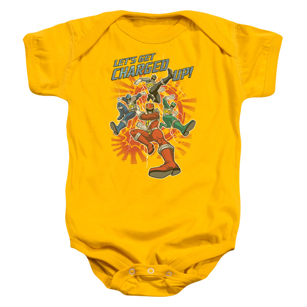 Power Rangers Charged Up Infant Baby Snapsuit Gold Officially Licensed