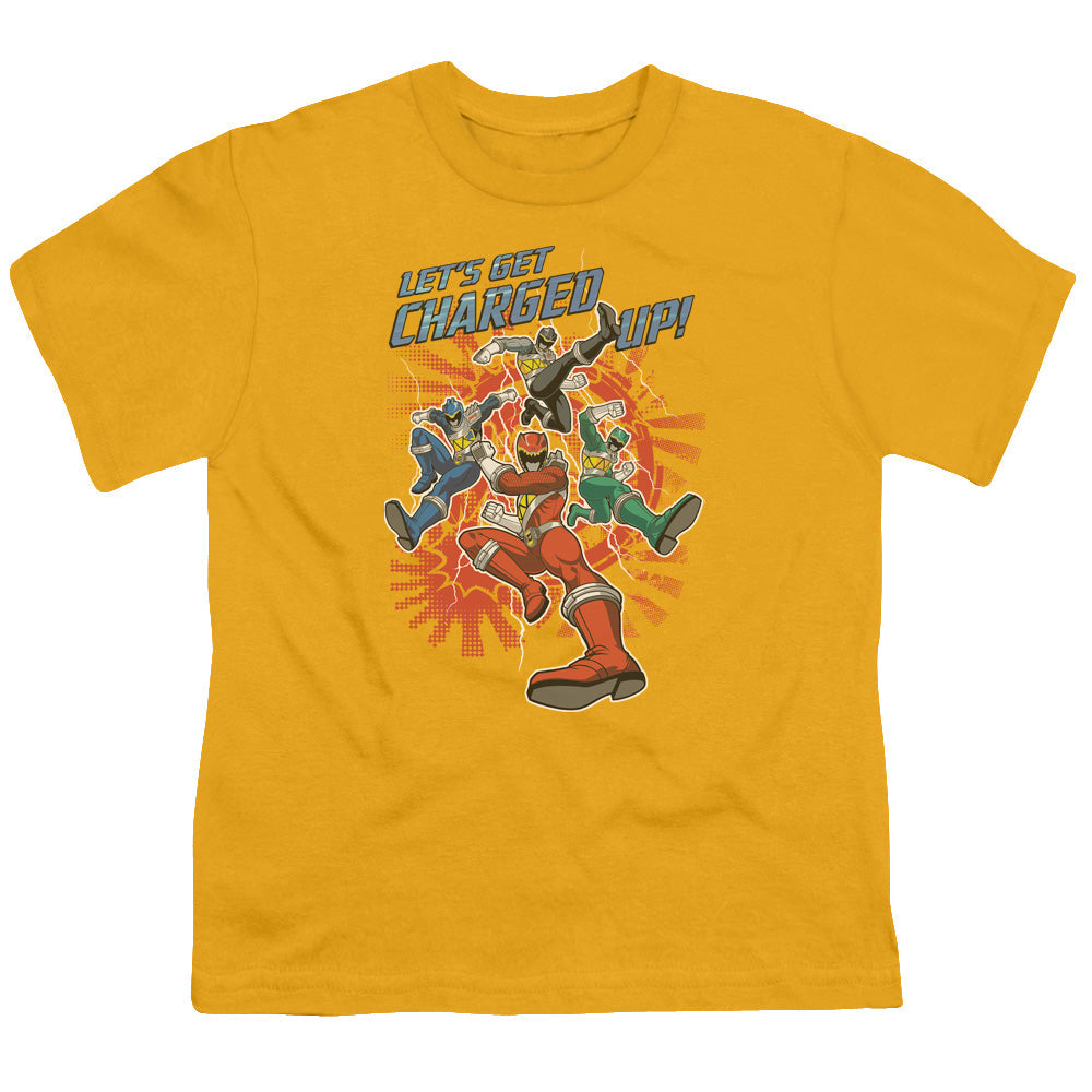 Power Rangers Charged Up Kids Youth T Shirt Gold Officially Licensed