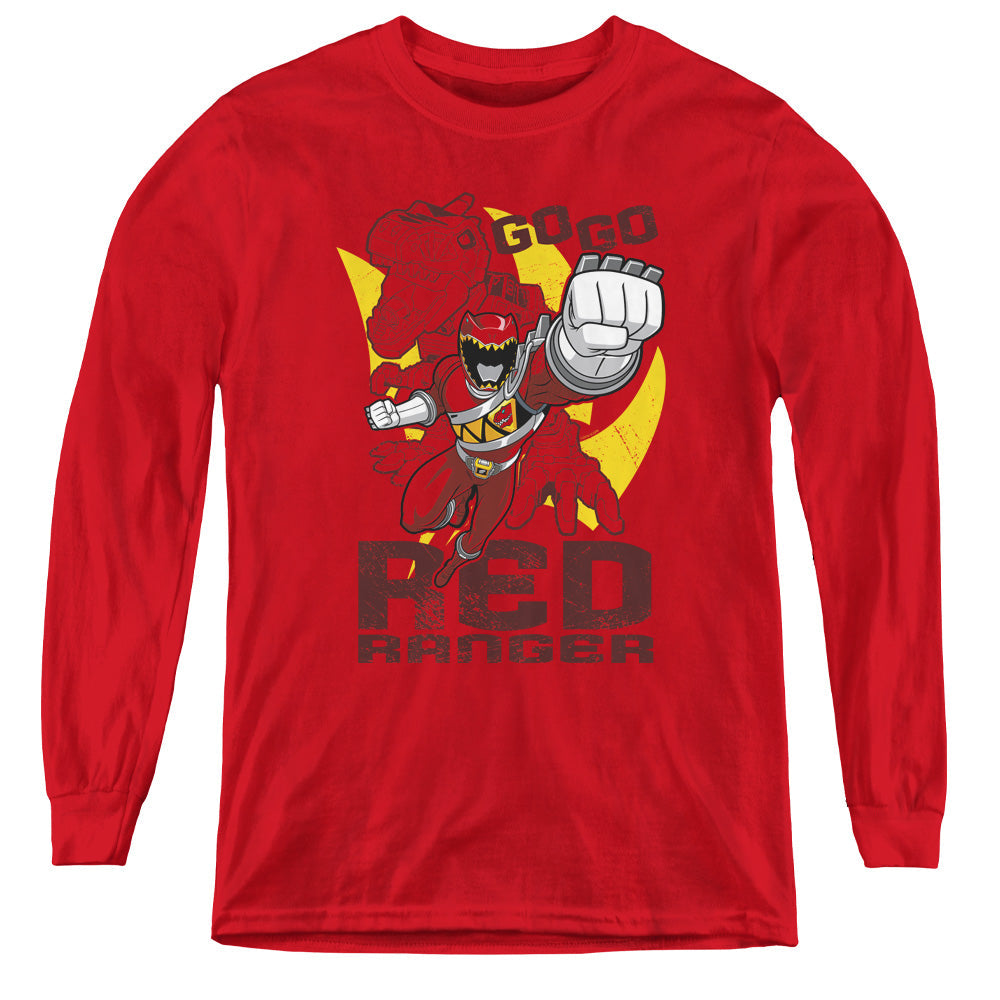 Power Rangers Go Red Long Sleeve Kids Youth T Shirt Red Officially Licensed