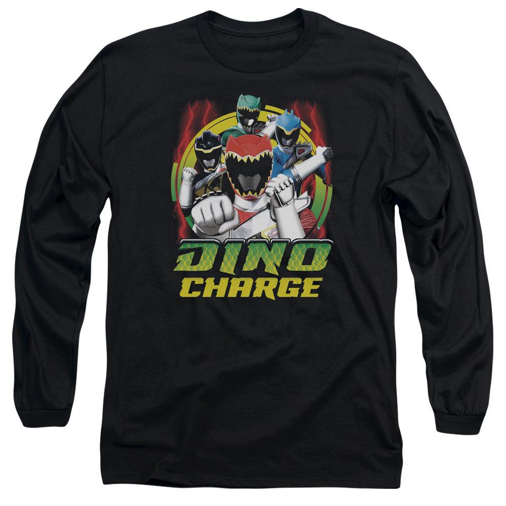 Power Rangers Dino Lightning Mens Long Sleeve Shirt Black Officially Licensed
