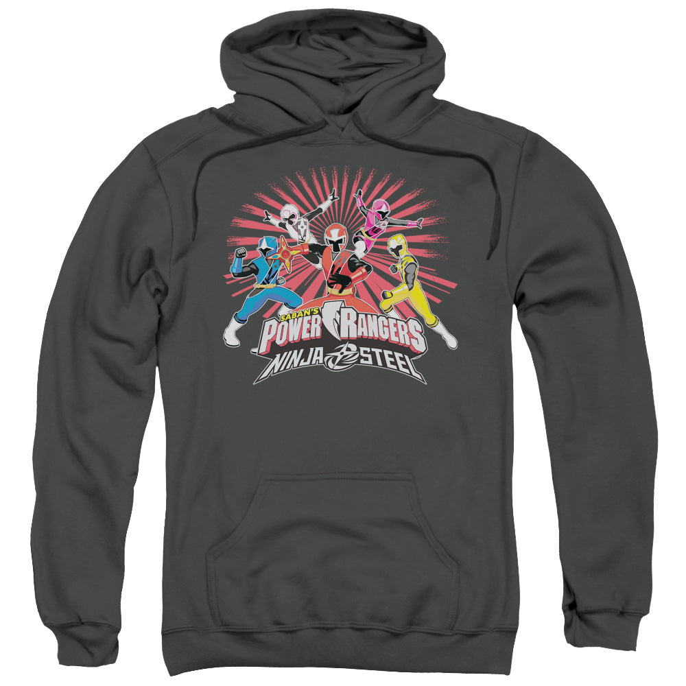 Power Rangers Ninja Blast Mens Hoodie Charcoal Officially Licensed