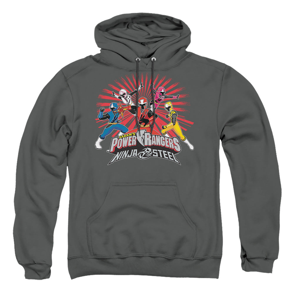 Power Rangers Ninja Blast Mens Hoodie Charcoal Officially Licensed