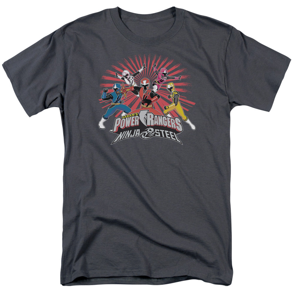 Power Rangers Ninja Blast Mens T Shirt Charcoal Officially Licensed