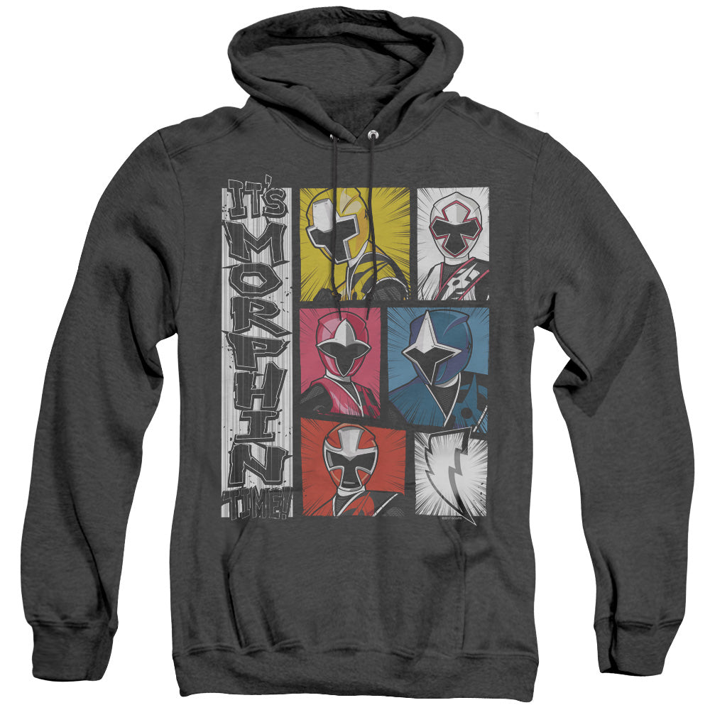 Power Rangers Its Morphin Time Heather Mens Hoodie Black Officially Licensed