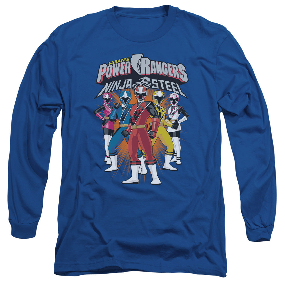 Power Rangers Team Lineup Mens Long Sleeve Shirt Royal Blue Officially Licensed