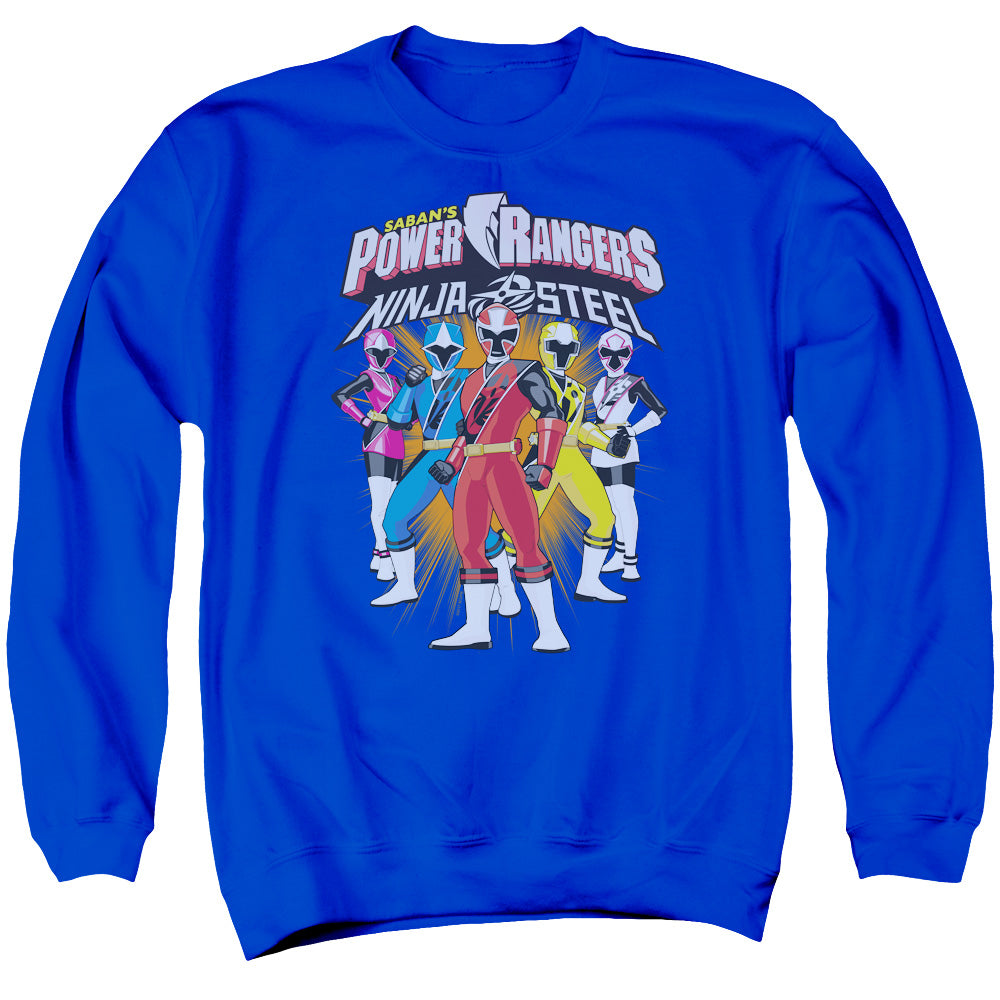 Power Rangers Team Lineup Mens Crewneck Sweatshirt Royal Blue Officially Licensed