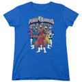 Power Rangers Team Lineup Womens T Shirt Royal Blue Officially Licensed