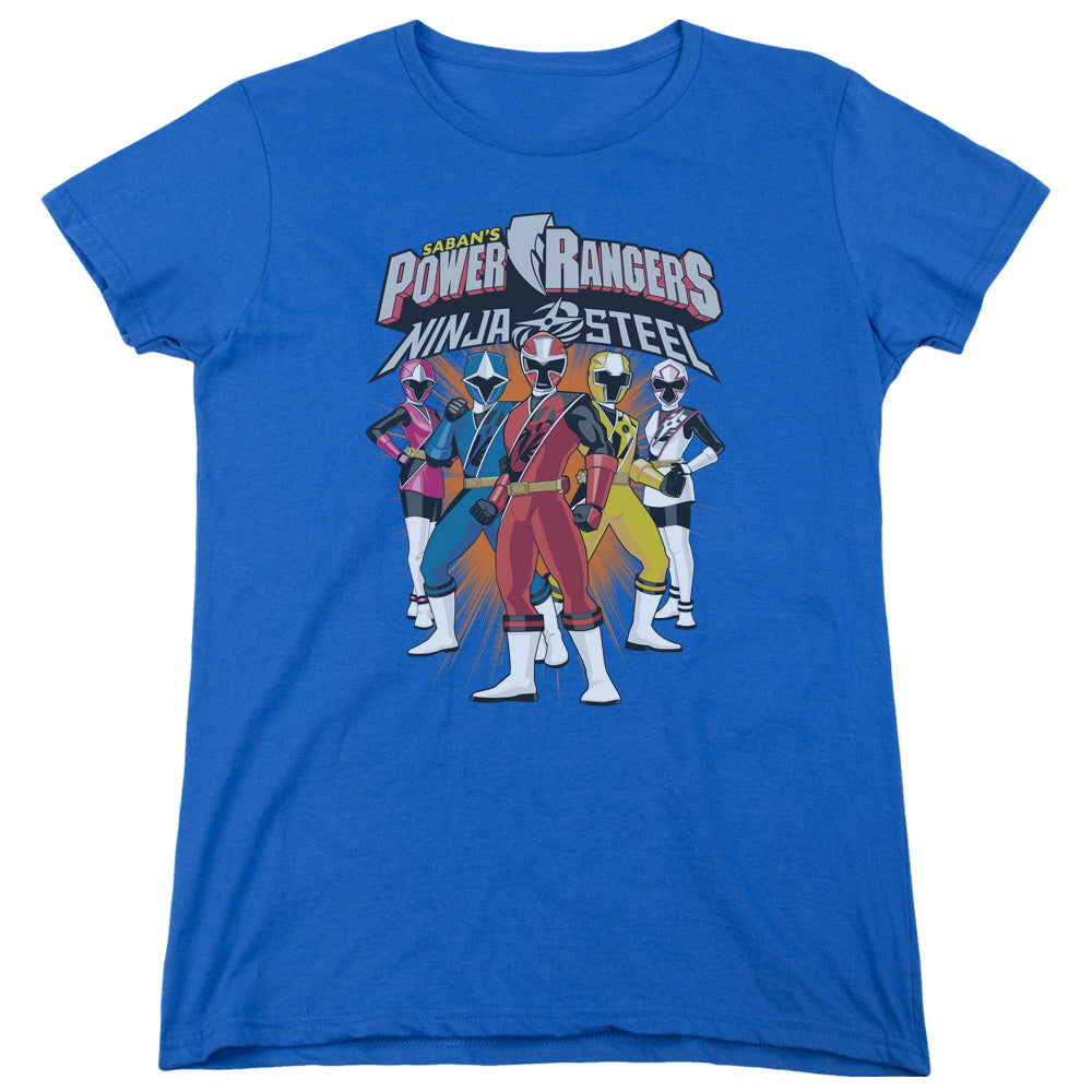 Power Rangers Team Lineup Womens T Shirt Royal Blue Officially Licensed
