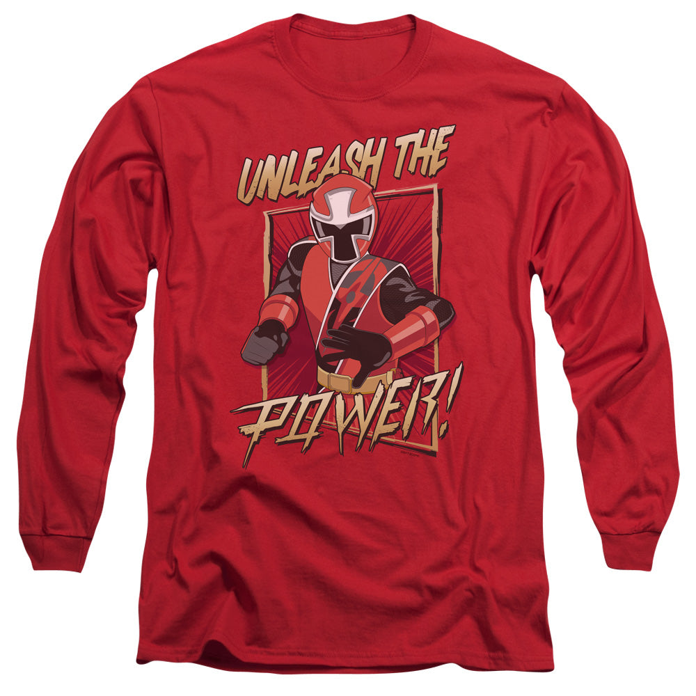 Power Rangers Unleash Mens Long Sleeve Shirt Red Officially Licensed