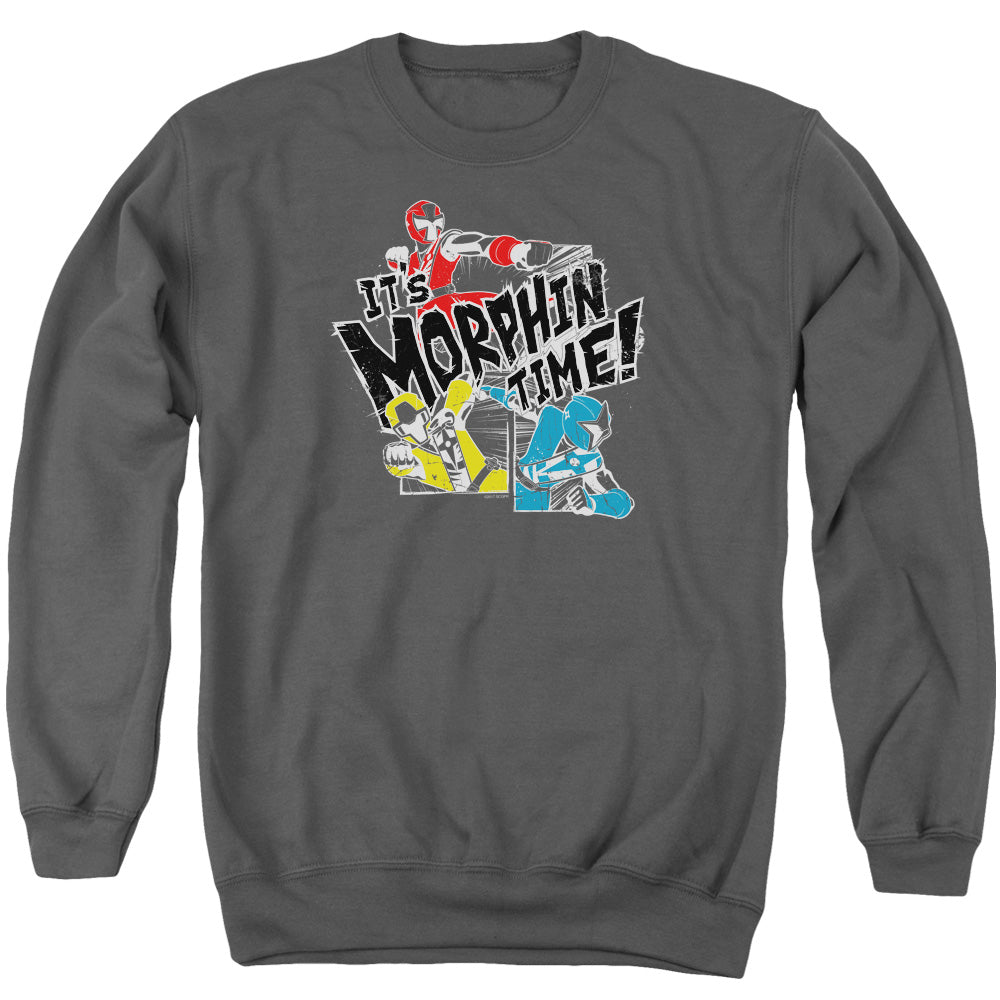 Power Rangers Panels Mens Crewneck Sweatshirt Charcoal Officially Licensed